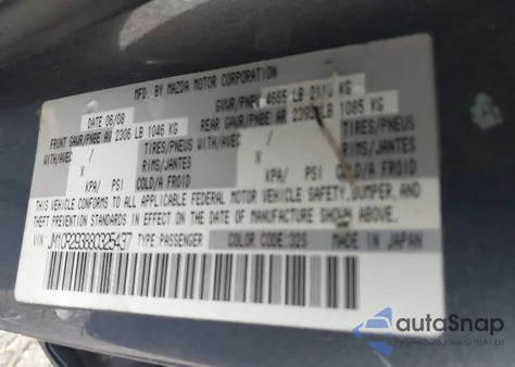 2008 Mazda Mazda5 Grand Touring z USA, uszkodzony, nr VIN JM1CR293880325437